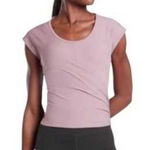 Athleta Bayview Faux Wrap Front Capped Sleeve Tee Dusty Pink Mauve Photo 0