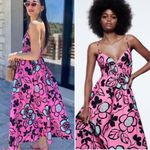 ZARA  Pink Floral Poplin Smocked
Waist Sundress Size Small💛 Photo 1