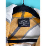 Women's HFX Oversized Plaid Flannel Shacket Jacket Mustard Yellow White Navy Gold Photo 4