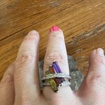 RS Covenant Purple Red Green CZ Ring sz 5 Silver Photo 1
