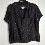 Kate Spade Short Sleeve Black Pajama Shirt with Red and Pink Heart Pattern Photo 0