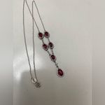 New Lab Created Ruby with White Topaz Sterling Silver Necklace Red Photo 2