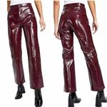 LNA Faux Leather Patent Crinkle Pants Size Large Wine Photo 3
