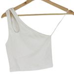 ZARA NWT Cutout Tank Top Womens S White One Shoulder Crop Clean Girl Minimalist Photo 2