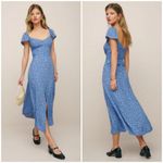 Reformation 💕💕 Baxley Dress ~ Sweetheart Neckline Eve Blue Floral Print 10 NWT Photo 5