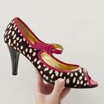 J.Crew Kenzie Vintage Calf Hair Peep Toe Mary Jane Heels in Fuchsia Size 7 Photo 0