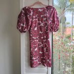 ZARA Puff Off the Shoulder Sleeve Smocked Mini Dress in Pink Daisy size M Photo 8