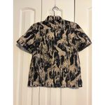 coreylynncalter womens xs short sleeve button down giraffe print black tan shirt Photo 6
