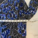 Papell Boutique Evening XL Black Blue Sequin Beaded Silk Tunic Party Cocktail Photo 6