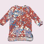 Tracy Negoshian Tunic Top Size Large Red Blue Gold Beach Colorful Photo 0