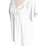 Maeve Cutout Short Sleeve Blouse Light Blue Size Small Deep V Neck Rayon Dressy Photo 4