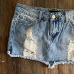 American Bazi  Cutoff Distressed Denim Mini Skirt Size Medium Photo 2