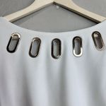 Joseph Ribkoff Dress Womens 14 White Sheath Grommet Neck Ruched Elegant Evening Photo 5