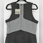 š NWT ZAC Zac Posen VOGUE Peplum Midi Dress Printed Stretch Black Gray White 14 Photo 6