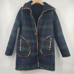 Soft Surroundings  Reversible Coat Size Small Plaid Leopard Black Wool Blend NWT Photo 12