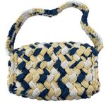 Lele Sadoughi  Abalone Blue Yellow Braided Lyle Snap Shoulder Bag Handbag OS Photo 1