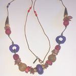 Casual Corner Gold Tone Purple Red Chunky Beaded Boho Retro Necklace Photo 9
