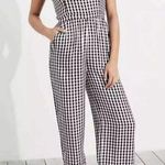 Hollister  Black White Gingham Cropped Jumpsuit Sz Medium Black White Photo 0
