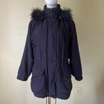 Vintage Jacqueline Ferrar Black Parka Coat Real Fox Fur Trim Hood XS Petite 90s Photo 2