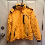 Women's Yellow Ski Jacket Winter Waterproof Windbreaker Hooded Raincoat Medium Photo 1