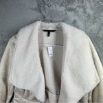White House | Black Market Jacket Women L Neutral Faux Shearling Drape Coat Winter Photo 3