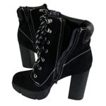 Soda Black Lace Boots Vegan Suede Zipper White Stitching Size 8 Photo 1