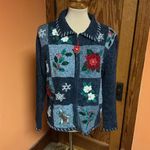 Tiara International Vintage 90s  Zip down Christmas Cardigan Photo 3
