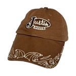 Justin Boots Chocolate Brown Embroidered Cap EUC Photo 0
