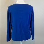 Christopher & Banks Satin Trim Crewneck Long Sleeve TShirt Blue Size Medium P Photo 2