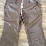 Good American  Cognac Better Than Leather Faux Leather Good Icon Pants 28 plus Photo 7