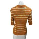 Free People  Now and Then Brown Multicolor Striped Short Sleeve Knit Sweater Sz M Photo 1