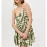 Urban Outfitters  Tangerine Mini Frock Dress Size S Swing Lightweight Green Photo 5