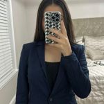 H&M Navy Blue Blazer One Button Striped inside Photo 2