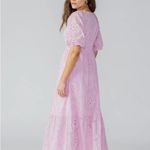 Sanctuary Ruffle Puff Sleeve Eyelet Maxi Dress Pink Size 6 NWOT Photo 4