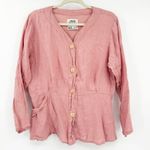 Flax  Womens Boho Beachy Lagenlook Button Front 100% Linen Shirt‎ Blouse Size S Photo 0