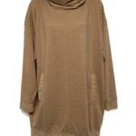 Anthropologie Oversized Cowl Neck Long Tunic Dress Sweatshirt Top Pullover Loose Tan Umgee Photo 0