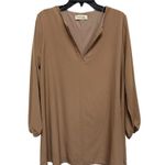 Peach love tan long sleeve shirt dress tunic size large boho minimalist Brown Photo 0