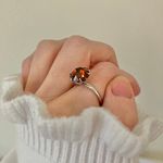 Round Chocolate Stone & Silver Ring “Bronya” Citrine Smokey Quartz Glass Boho Jewelry Brown Photo 1