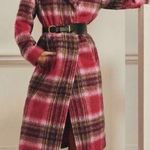Bloomingdale’s Aqua Plaid Duster Trench Coat in Pink, Size M New w/Tag $178 Pink Size M Photo 0