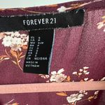 Forever 21 Burgundy Floral Fit and Flare Wrap Tie Blouse Peplum Long Sleeve Size Small Photo 2