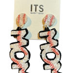 Baseball Mom Earrings White Red Black Sparkle Drop Dangle Sports Jewelry New Photo 0