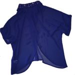 LF new Millau ༄ Sequin Collar Asymmetrical Semi Sheer BD Shirt Top ༄ Royal Navy Photo 7