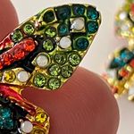 Multicolor rhinestone colorful Butterfly stud earrings Green Photo 7