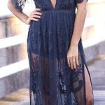 Impeccable Pig Navy Lace Maxi Romper Photo 0