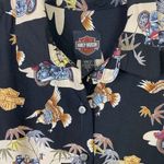 Harley Davidson Motorcycles Biker Black Graphic Button Up Sleeveless Shirt Sz L Size L Photo 2