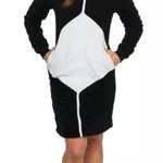Fleece Silver Lilly Zip Front Panda Dress or Long Hoodie Lounge Festivals NEW XL Black Photo 0