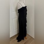 White House | Black Market  Ruffle Slip Evening Black Dress with Bow Photo 3