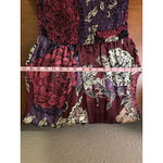 ABS Collection 100% Silk Floral Smocked Waist Dress Size 8 Purple Photo 3