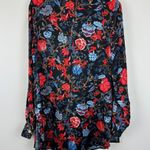 Chloe Kristyn Fleur Noir Erin Blouse Floral Long Sleeve Satin Boho Viscose XS Black Photo 9