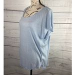 Sigrid Olsen  Linen Shirt Womens XL Blue Scoop Neck Short Sleeves Photo 4